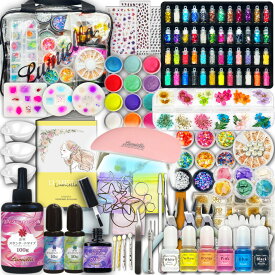 【宅配便送料無料】【リュミエラ】 UVレジン アイテムセット 【モデラート】 【LEDライト＋厳選アイテムがそろったお得セット】 LEDライト レジン液 カラーパウダー カラー液 フレーム 封入素材 キット セット レジン クラフト セット おうち時間　プレゼント