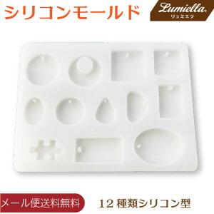 【リュミエラ】シリコン モールド 【12種類シリコン型 通し穴付きタイプ】 レジン型 レジン パーツ アクセサリー 素材 型 おうち時間