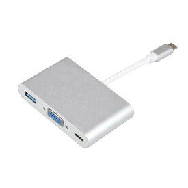 TypeC to VGA パワーデリバリー対応 USB3.1 Type-C変換アダプター to USB3.0+VGA+3.1Type-C マルチアダプター マルチDockアダプタ〔MacBook 2015/2016/2017 対応〕【メール便送料無料】