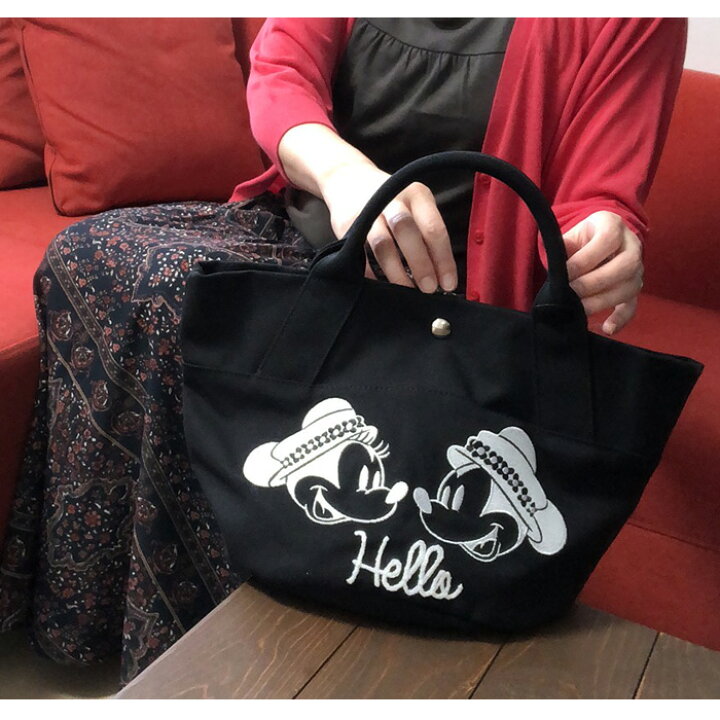 楽天市場 ディズニー ミニトート D4795 帆布 レディース かわいい ミニバッグ トートバッグ ミッキー ミニー 刺繍 コンパクト ピクニック お弁当バッグ 送料無料 ホワイトデー Chama Cha
