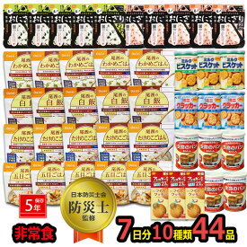 防災 セット 非常食 44点セット 中身だけ 7日分 防災 ごはん おにぎり 5年保存詰め替え用 備蓄用 防災グッズ 保存食 災害 地震 防災用品 避難グッズ 家族 避難用品 キャンプ アウトドア アルファー米【予約販売/6月上旬頃予定】