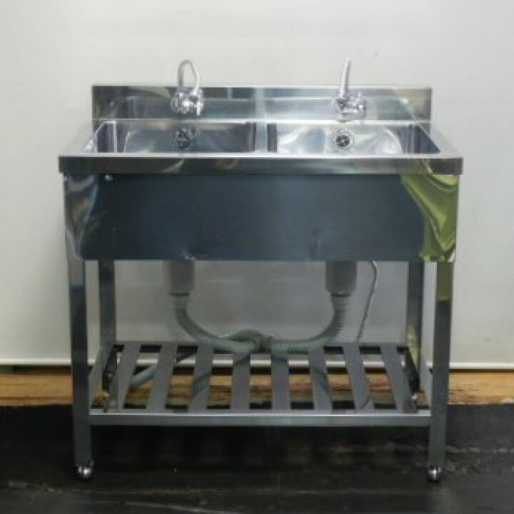 楽天市場】【中古】業務用 ステンレス 2槽 シンク W90 D60 H80(+9)cm 