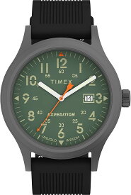 Timex（タイメックス） TW4B302009J Expedition Scout 40mm メンズ腕時計 グリーンダイヤル ガンメタルケース シリコンバンド ブラック クォーツ 防水100m