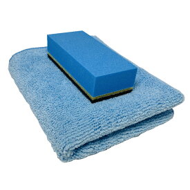 マイクロファイバークロス＆コーティングスポンジセット 吸収率抜群 洗車 吸水 コーティング 店内全商品送料無料