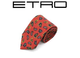 ●エトロ◆イタリア製 シルク100％ ペイズリー柄 ネクタイ 赤橙系マルチカラー【ETRO】送料無料