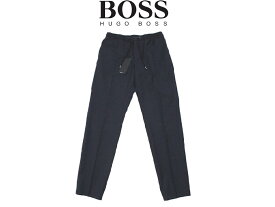 ●HUGO BOSS ヴァージンウール センタープレス スリムフィット ウエストイージートラウザーパンツ 紺『Banks_RET』【送料無料】