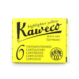 カヴェコ インクカートリッジ（6本入り） / ハイライターイエロー KAWECO ネオンイエロー 蛍光イエロー 黄色 半透明 カリグラフィー ラインマーカー 蛍光マーカー 便利