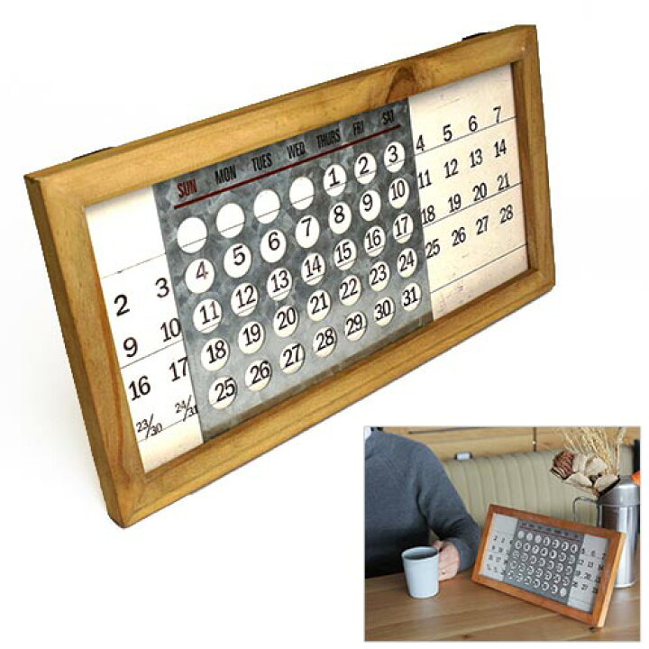 楽天市場 木製 パーペチュアル カレンダー Wooden Perpetual Calender Mini 永久 永遠 万年 卓上 置き型 壁掛け おしゃれ ヴィンテージ風 アンティーク風 ナチュラル ギフト プレゼント おすすめ フライハイト