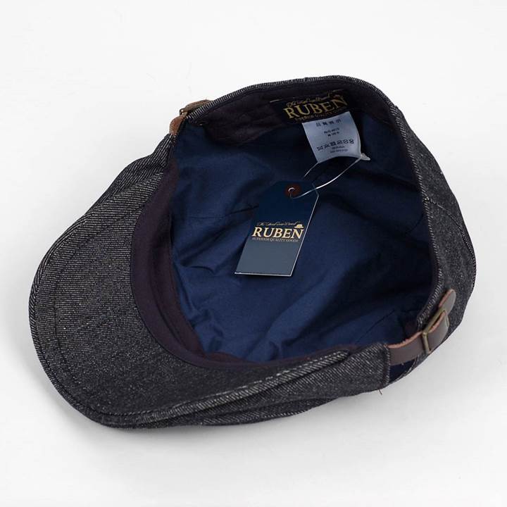 ハンチング帽 デニム 生地 ブラック 黒 Flatcap メンズ レディース ハンチング キャップ 帽子 サイズ 58.5cm  サイドベルト付き 調整可能 敬老の日 父の日 ココノコ