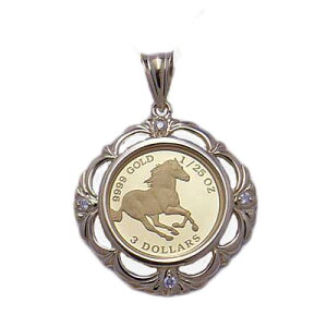 『ツバルホースコイン』ツバル の国の野生馬をレリーフした ツバル馬 純金貨 1/25オンスペンダントコインネックレス コインペンダント コイン アクセサリー 18金 金 ゴールド ゴールドコイ