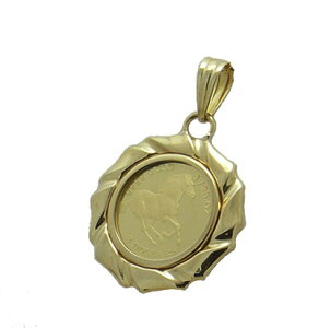 【代引き手数料、送料無料】ツバルの国の野生馬をレリーフした ツバル馬純金貨1/25オンスペンダント