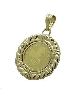 【代引き手数料、送料無料】ツバルの国の野生馬をレリーフした ツバル馬純金貨1/25オンスペンダント