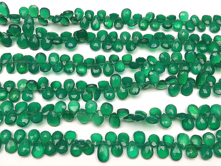 楽天市場】グリーンオニキス ペアシェイプカット 7～10mm【1連販売 