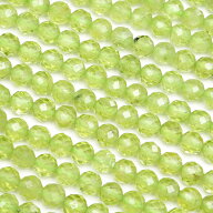 ペリドット 32面カット 丸玉 4mm［プレミアムカット］【1連販売】▽ ペリドート イブニングエメラルド オ…