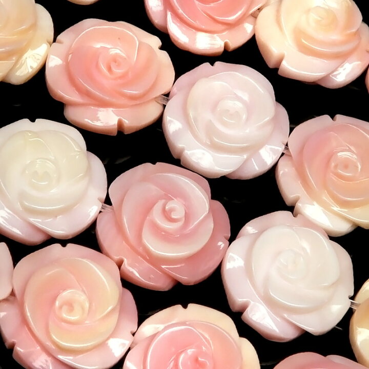 楽天市場】クイーンコンクシェル 薔薇彫刻 12mm【1連販売】▽ コンク貝 