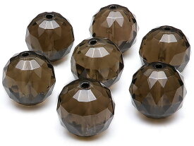 【粒販売】スモーキークォーツ トライアングルカット 丸玉 12mm【4粒販売】▽ 煙水晶 Smoky quartz 面カット ラウンドカット 粒売り 天然石 ビーズ パワーストーン パーツ アクセサリー 素材 材料