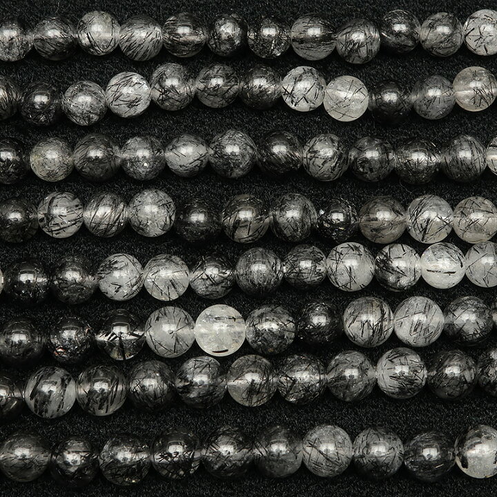 楽天市場】ブラックトルマリンクォーツ 丸玉 6mm【1連販売 