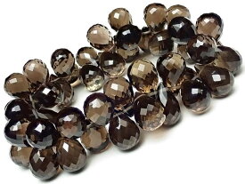 スモーキークォーツ ドロップカットブレス 12×8mm［プレミアムカット］【1コ販売】▽ 煙水晶 Smoky quartz しずく 雫 ブレスレット 天然石 ビーズ パワーストーン パーツ アクセサリー 素材 材料