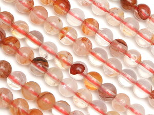 レッドヘマタイトクォーツ 丸玉 4mm【1連販売】▽ アイアンクォーツ ヘマタイトインクォーツ 赤鉄鉱水晶 Hematite quartz ラウンド 丸ビーズ 連売り 天然石 ビーズ パワーストーン パーツ アクセ