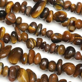 イエロータイガーアイ チップ 5～13mm［ロング連］【1連販売】▽ タイガーズアイ 虎目石 Tiger's eye さざれ タンブル 連売り 天然石 ビーズ パワーストーン パーツ アクセサリー 素材 材料