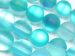 フロスト加工 アクアブルールナフラッシュ 丸玉 12mm【1連販売】▽ グラスビーズ ラウンド 丸ビーズ 連売り ビーズ パワーストーン パーツ アクセサリー 素材 材料