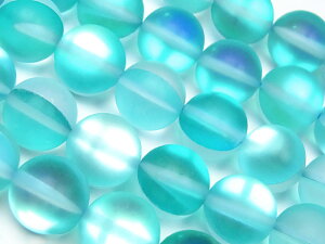 フロスト加工 アクアブルールナフラッシュ 丸玉 10mm【1連販売】▽ グラスビーズ ラウンド 丸ビーズ 連売り ビーズ パワーストーン パーツ アクセサリー 素材 材料