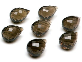 【粒販売】スモーキークォーツ ドロップカット 12×8mm ［プレミアムカット］【5粒販売】▽ 煙水晶 Smoky quartz しずく 雫 粒売り 天然石 ビーズ パワーストーン パーツ アクセサリー 素材 材料