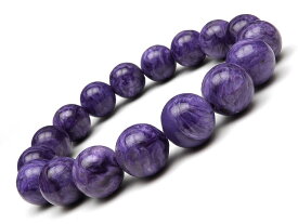 チャロアイト 丸玉ブレス 12mm No.23【1点もの】▽ チャロ石 Charoite 世界三大ヒーリングストーン ブレスレット 数珠 ラウンド 天然石 ビーズ パワーストーン パーツ アクセサリー 素材 材料