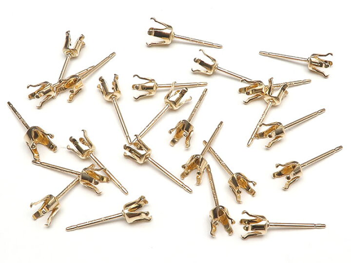 楽天市場】14KGF 4本爪ポストピアス 4mm［空枠］【1ペア販売】 : BELLPIERI 