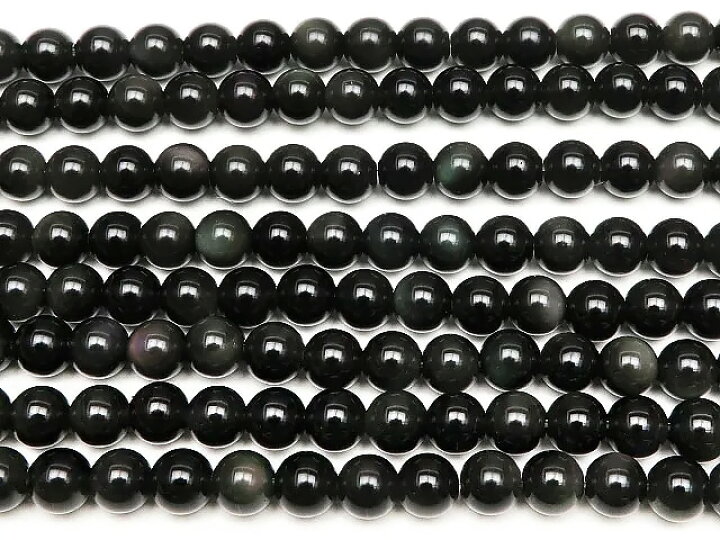 楽天市場】レインボーオブシディアン 丸玉 6mm【1連販売 