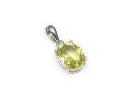 レモンクォーツ オーバルファセットカット ペンダントトップ 10×8mm［ロジウム］【1コ販売】▽ レモン水…