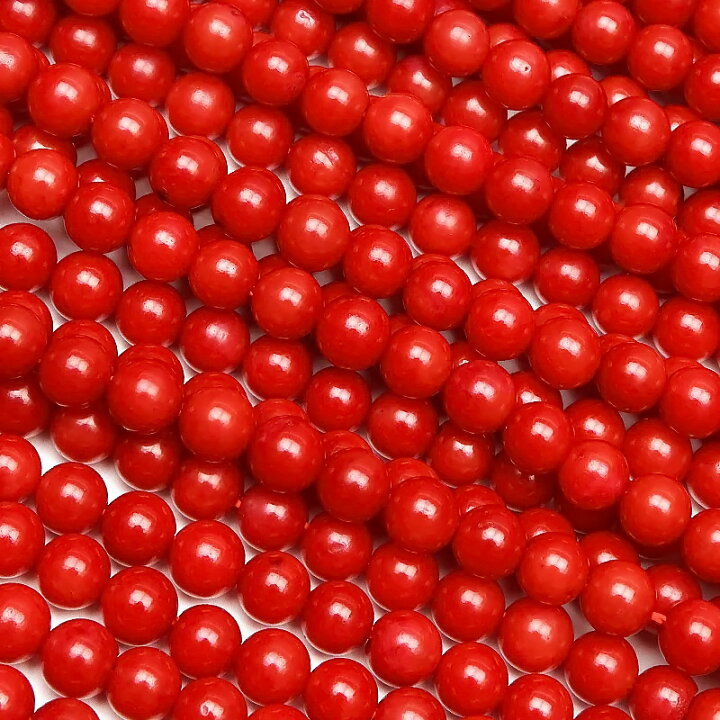 楽天市場】レッドコーラル（赤珊瑚） 丸玉 4mm【1連販売】▽ コーラル 