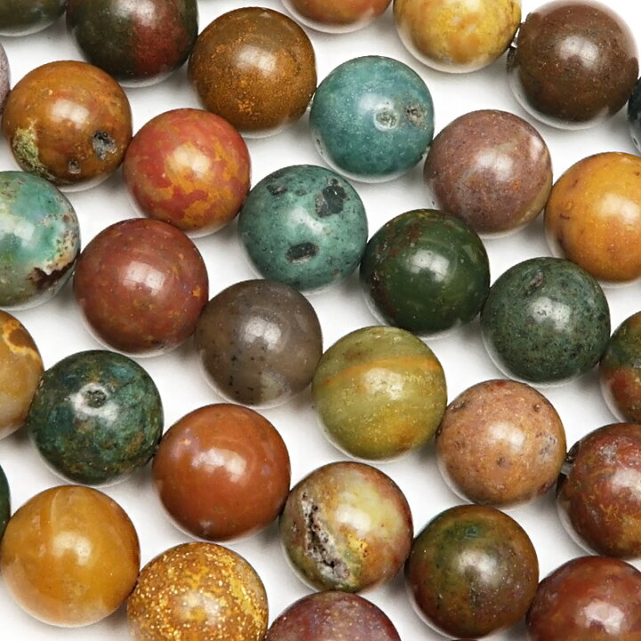 楽天市場】オーシャンジャスパー 丸玉 8mm【1連販売】▽ オービ 