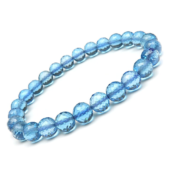 楽天市場】スイスブルートパーズ 面カット 丸玉ブレス 7mm【1点もの  