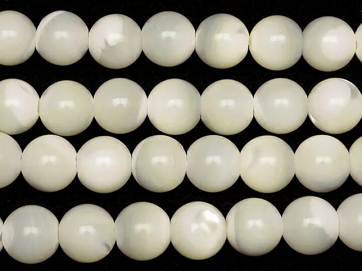 楽天市場】マザーオブパール ホワイト 丸玉 8mm【1連販売】▽ シェル 
