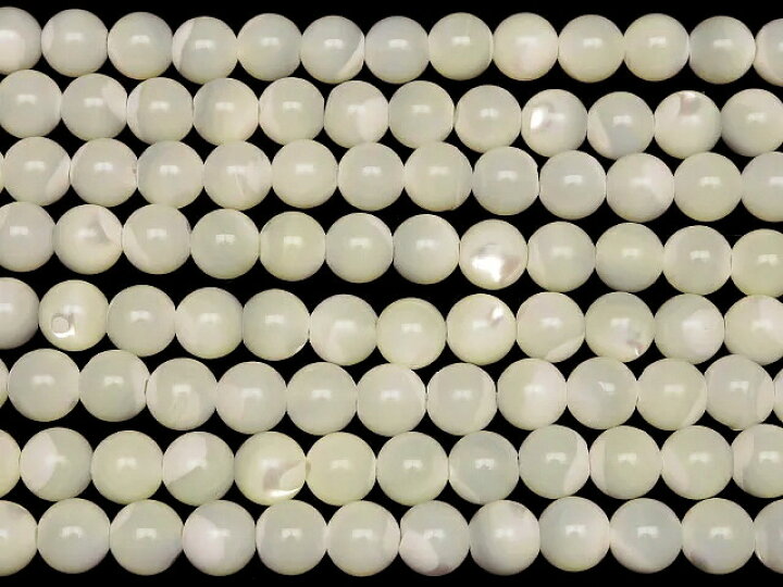 楽天市場】マザーオブパール ホワイト 丸玉 8mm【1連販売】▽ シェル 