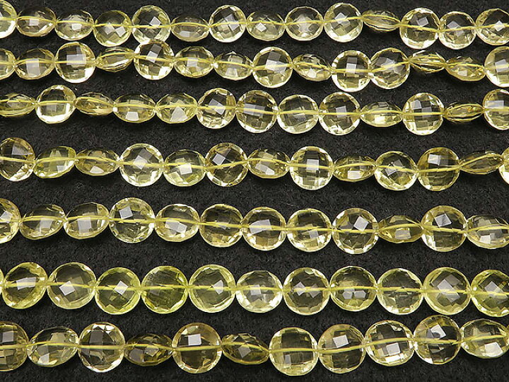 楽天市場】レモンクォーツ コインカット 9～10mm【1連販売】▽ レモン 
