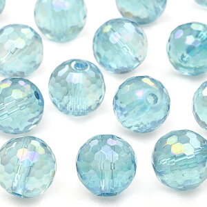 【粒販売】アクアオーラ 128面カット 丸玉 8mm【4粒販売】▽ クリスタル 水晶 蒸着水晶 Crystal 4月の誕生石 ラウンドカット 粒売り 天然石 ビーズ パワーストーン パーツ アクセサリー 素材 材