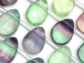 マルチカラーフローライト ペアシェイプ 14×10mm【1連販売】▽ フローライト フルオライト 蛍石 Fluorite しずく 雫 連売り 天然石 ビーズ パワーストーン パーツ アクセサリー 素材 材料