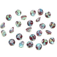 合成アレキサンドライト コインファセットカット ルース 3mm【1コ販売】▽ アレクサンドライト 変彩金緑…
