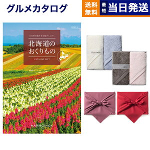 北海道のおくりもの カタログギフト HDO-Gコース + Hotman 1秒タオル ホットマンカラーハンドタオル2枚セット 風呂敷包み お返し プレゼント 景品 グルメ 結婚祝い お祝い 内祝い 新築 出産 快気