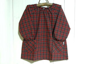 【送料無料】コットンニーナオリジナル★タータンチェック子供スモック/130センチ・140センチ(小学校低学年用) エプロン 料理 習字 絵画教室 ガーデニング 親子ペア 兄妹ペア 姉妹ペア