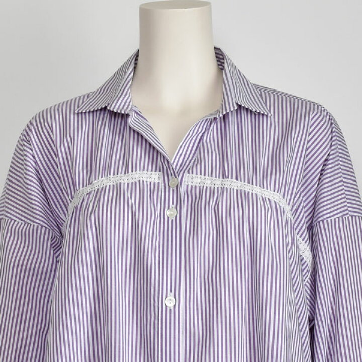 楽天市場 ストライプ シャツ レディース 長袖 Comme Une Femme 綿100 パープル ネイビー きれいめ チュニック ブラウス 40代 50代 ファッション 素敵を売るブティックcoup