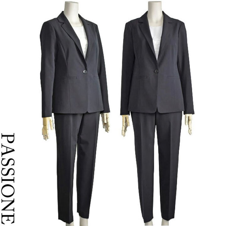 楽天市場】パンツ スーツ レディース PASSIONE セットアップ ネイビー 