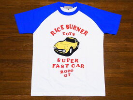 RICE BURNER[ライスバーナー] Tシャツ ラグランスリーブ CAL 2000GT RB-1006 (ホワイト×ブルー) 【RCP】