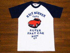 RICE BURNER[ライスバーナー] Tシャツ ラグランスリーブ CAL 2000GT RB-1006 (ホワイト×ネイビー) 【RCP】