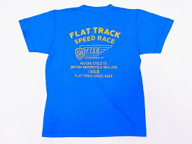 Pherrow's[フェローズ] Tシャツ ヘンリーネックTシャツ 19S-PHNT-P3 FLAT TRACK SPEED RACE ヘンリーT (オーシャンブルー)