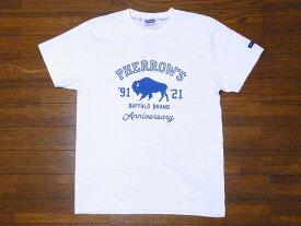 Pherrow's[フェローズ] Tシャツ 21S-PT30th-ANV 91-21 BAFFALO BRAND Anniversary 30周年記念モデル (ホワイト)