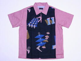 Dry Bones[ドライボーンズ] プルオーバーシャツ Abstract 半袖 DS-1830 Pullover Shirt (BLACK×PINK) 送料無料【smtb-kd】