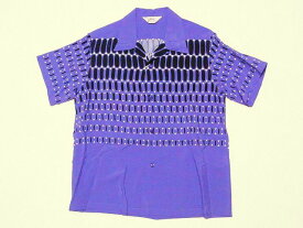 STAR OF HOLLYWOOD[スターオブハリウッド] オープンシャツ SH38875 ELVIS DOTS エルビスドット 半袖 オープンカラーシャツ (パープル) 送料無料 代引き手数料無料